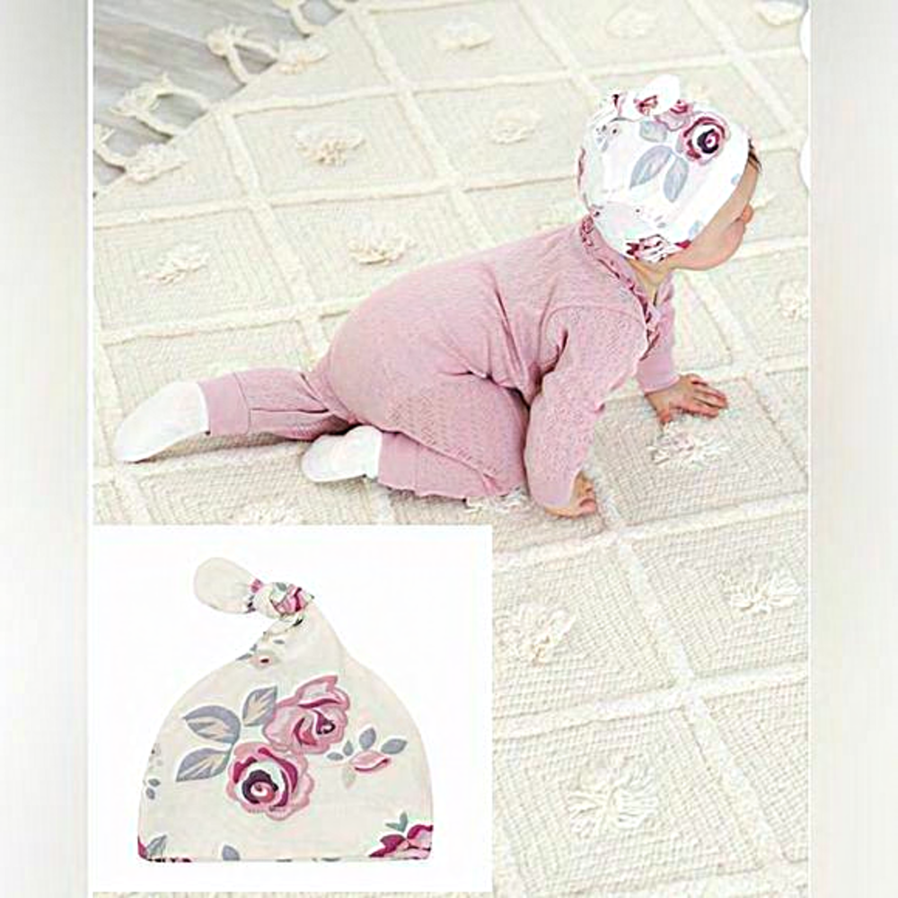Modern moment by Gerber Baby Girl Sz 0-6 Months Cotton Ivory Floral Knot